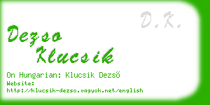 dezso klucsik business card